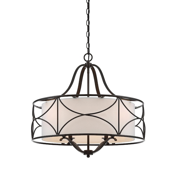 Designers Fountain Avara 4 Light Traditional Oil Rubbed Bronze with White Fabric Shade Chandelier For Dining Rooms 88684-ORB - main